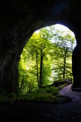 View from inside of the Meziad cave, Bihor County, Romania.