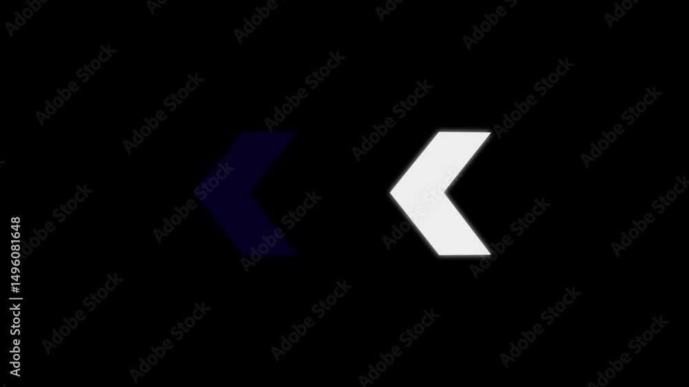 Poster neon arrow icon, arrows indicates the direction of the overlay video layer. neon direction concept,a