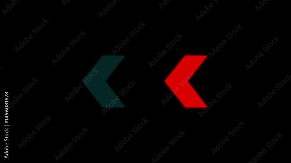 Poster neon arrow icon, arrows indicates the direction of the overlay video layer. neon direction concept,a