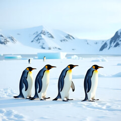 Obraz premium two penguins on the snow