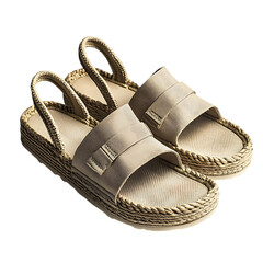 Fashion Forward Espadrille Inspired Sandals with a White Strap Isolated on Transparent Background