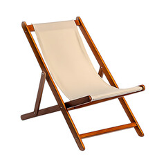 Elegant Reclining Wooden Beach Chair with a Refined Isolated on Transparent Background