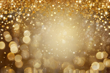 "Golden Sparkling Lights with Festive Bokeh and Falling Stars – Abstract Winter Holiday Background"