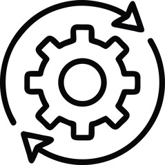 Black Line Icon Of Gear With Cycle Arrows  Process