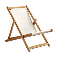 Minimalist Wooden Beach Chair with a Sleek Fold Away Isolated on Transparent Background