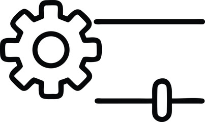 Black Line Icon Of Gear With Horizontal Slider  Pr