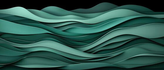 A 3D rendering of a wave-like pattern in shades of green.
