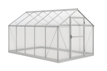 Empty greenhouse structure standing on transparent background