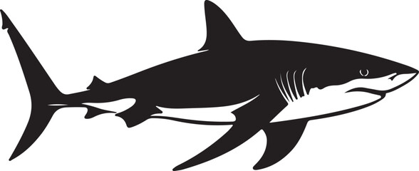 Fototapeta premium Shark Silhouette Vector Illustration on Transparent Background
