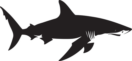 Obraz premium Shark Silhouette Vector Illustration on Transparent Background