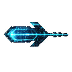 Futuristic Arrow with Digital Patterned Design Isolated on Transparent Background