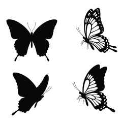 set of Butterfly silhouette butterfly silhouette icon vector illustration