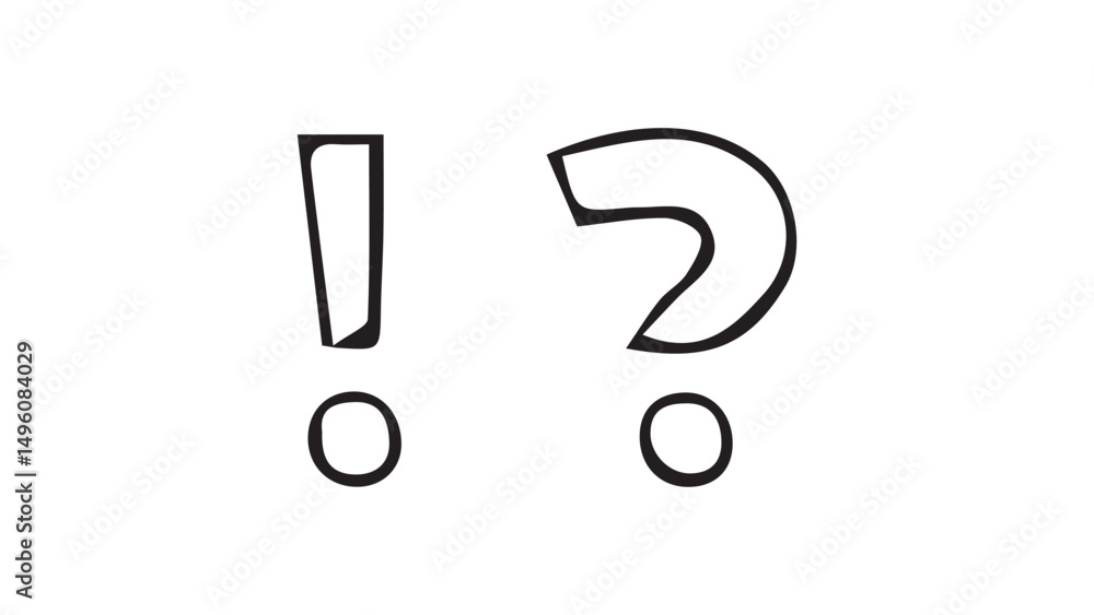 Fototapete hand drawn question mark and exclamation point doodle style, question mark and exclamation marks dra