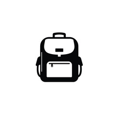 Black backpack icon school bag travel pack
