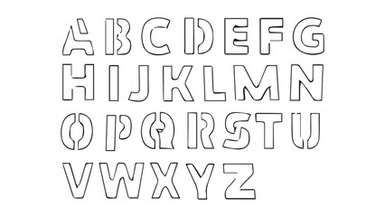 English alphabet handwritten in ink on white background, grunge alphabet with capital letters, modern military font, geometric stencil design, futuristic letters, alphabet in stencil form