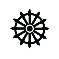 Obraz premium Dharmachakra buddhist wheel of law symbol icon