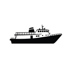 Obraz premium Black silhouette of a passenger ferry boat