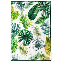 Tropical Beach Towel with Expansive Vibrant Leaf Print Isolated on Transparent Background