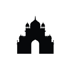 Majestic black silhouette of an indian mosque