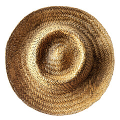 Organic Straw Hat with a Naturally Textured Weave Isolated on Transparent Background