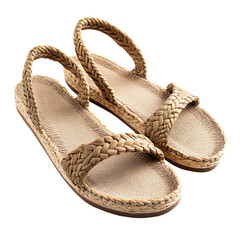 Fashion Forward Espadrille Style Sandals with Natur Isolated on Transparent Background
