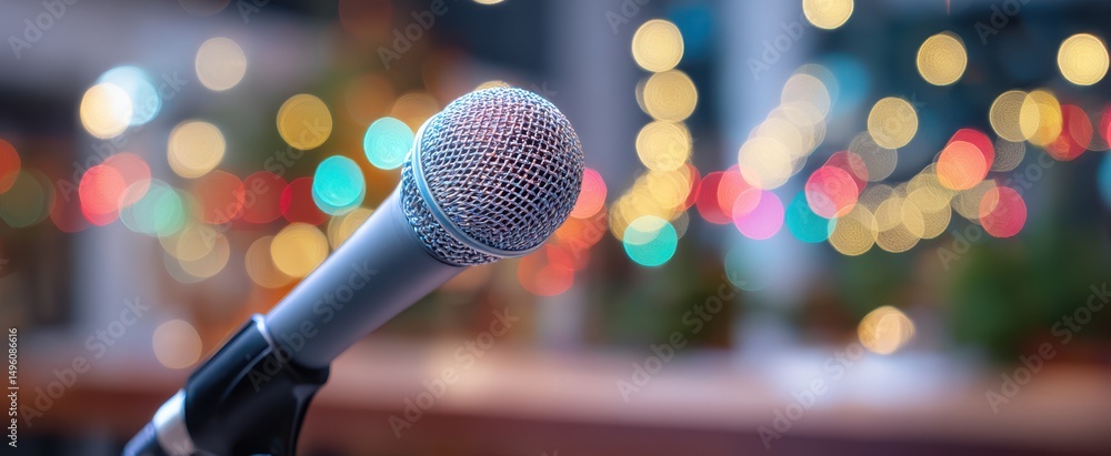 Poster the microphone captures the atmosphere of an exciting live performance event.