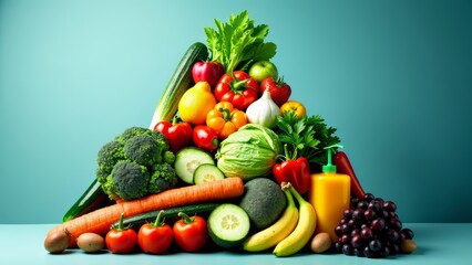 colorful vegetable and fruit pyramid