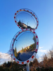 Traffic convex mirror.