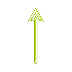 Minimalistic Arrow with Clean Contours in Lime Green Isolated on Transparent Background