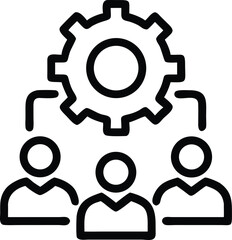 Black Line Icon Of Team Collaboration With Gear  T (1)