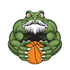 Obraz premium basketball frog mascot vector illustration design