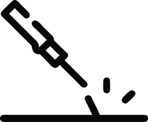 Black Line Icon Of Welding Tool With Sparks  White
