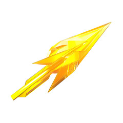 Futuristic Arrow with Striking Facets in Electric Yellow Isolated on Transparent Background