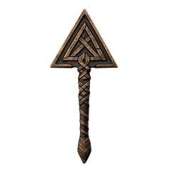A Bronze Arrow with Viking Valknut Symbols Warrior Isolated on Transparent Background