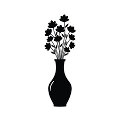 Simple black silhouette vase flowers home decor