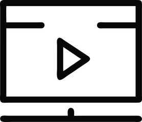 Black Line Icon Showing Video Player With Arrow Fo (1)