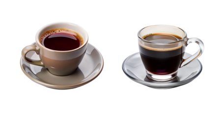 colombian tinto black coffee served in a small cup isolated on transparent background, PNG Image