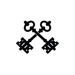 Two crossed antique skeleton keys symbol