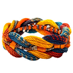 Bold Woven Bracelet with Interlaced High Contrast F Isolated on Transparent Background