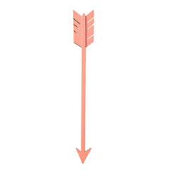 Modern Arrow with a Bold Silhouette in Soft Coral Isolated on Transparent Background