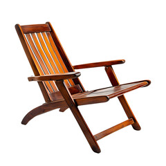 Stylish Minimalist Wooden Beach Chair with a Compact Design Isolated on Transparent Background