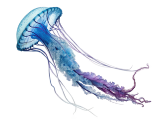 A jellyfish in the dark isolated on transparent background