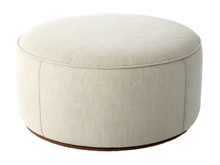 A round ottoman in cream isolated on transparent background