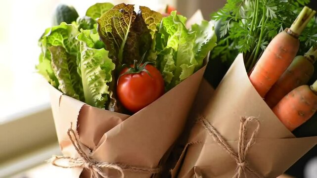 Fresh Vegetables Wrapped In Paper A Healthy And Natural Food Option