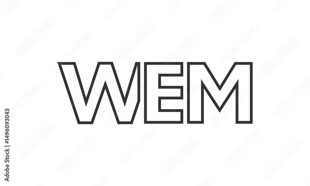 Poster wem logo design template with strong and modern bold text. initial based vector logotype featuring s