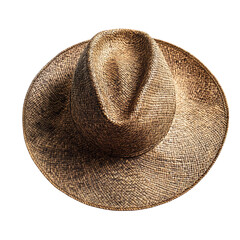 Organic Straw Hat with Genuine Handwoven Texture Isolated on Transparent Background