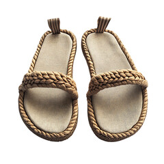 Trendy Espadrille Style Sandals with Natural Canvas Isolated on Transparent Background