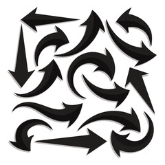 Set of arrow vector, collection of different shapes arrow icons
