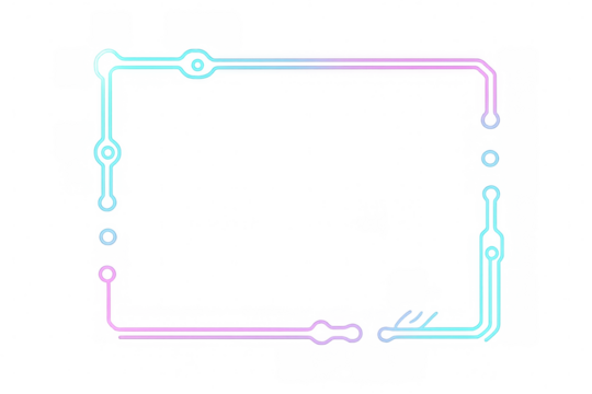 Vibrant neon light frame glowing on a transparent background, perfect for futuristic and technological designs