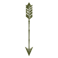 Bold Arrow with Symmetric Design in Olive Green Isolated on Transparent Background